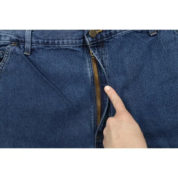 Vintage Carhartt Mens 40x30 Faded Spell Out Wide Leg Dungaree Denim Jeans Blue